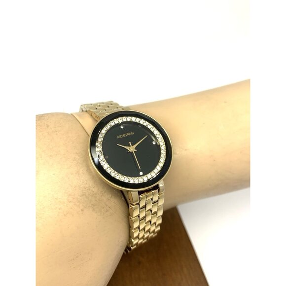 Armitron Women\'s Watch 75/5796GP Black Dial Quartz Gold Tone Steel Gemmed 28mm main image 8